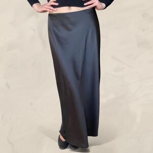 rachel zoe black maxi satin skirt slinky size 6